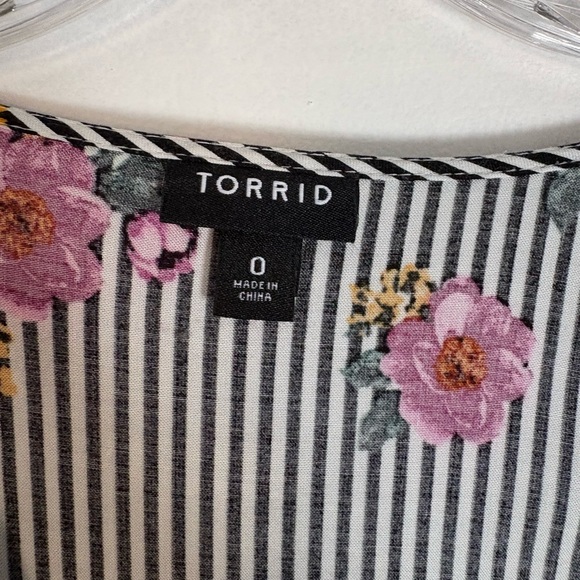 Torrid Black and White Striped Floral High Low Dress - Picture 5 of 7